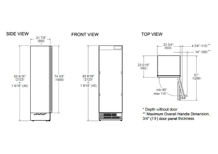 212cm Inbouwvriezer 60cm breed, ijsblokjesmaker | Bertazzoni